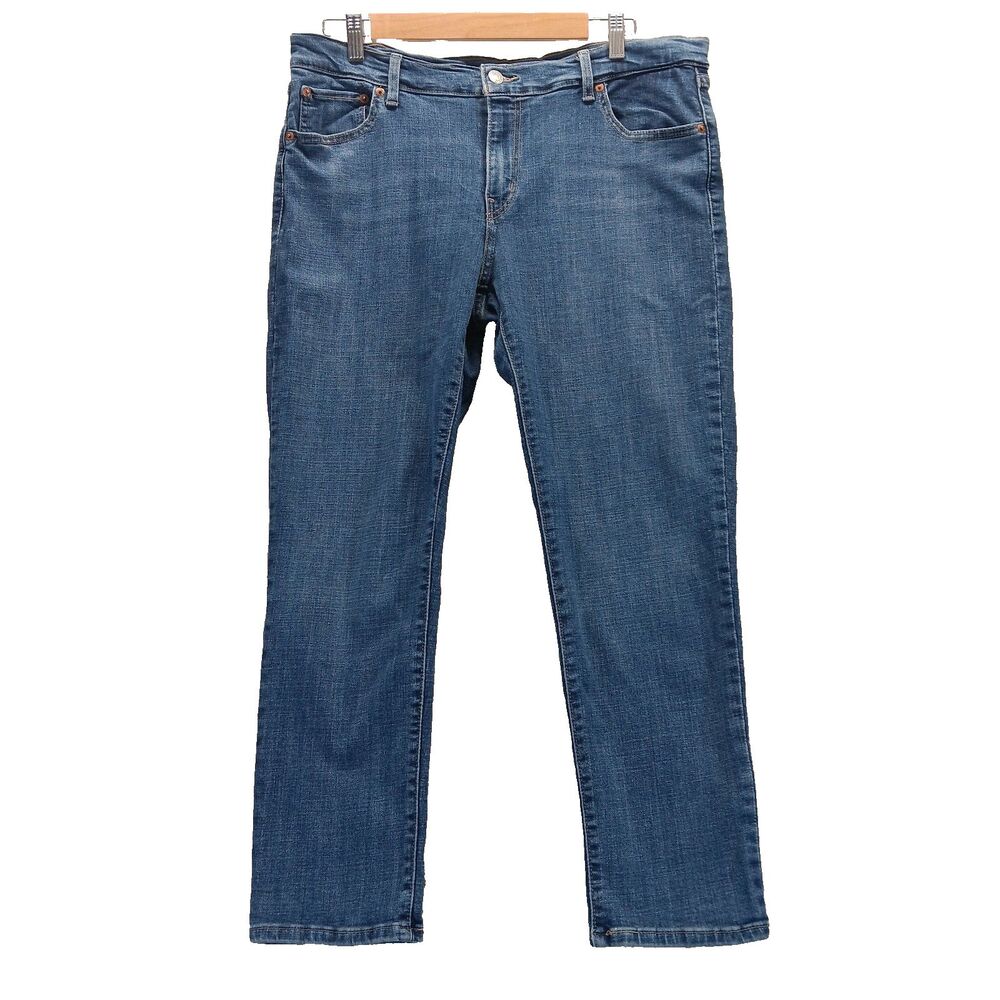 Levi Strauss Jeans Women 32 (Fits 36) Blue Boyfriend Denim Stretch Cropped